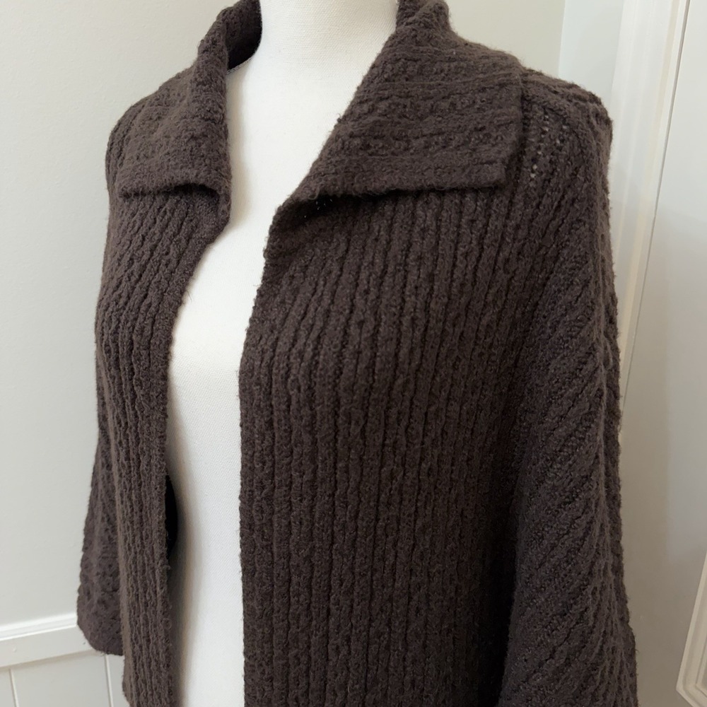 Cabi Women's Brown Sweater Shrug Elbow Sleeves Pockets XS/S